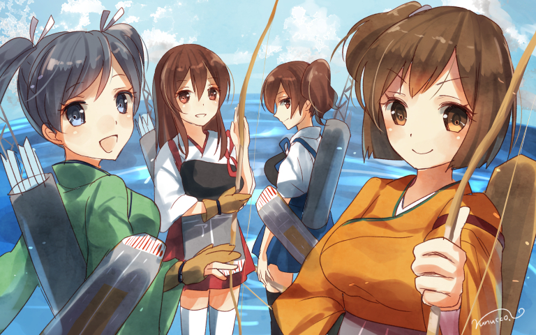 kaga, akagi, souryuu, and hiryuu (kantai collection) drawn by nunucco