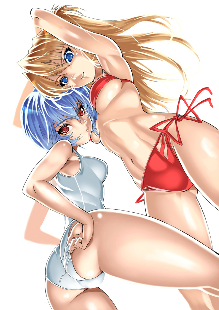 souryuu asuka langley and ayanami rei (neon genesis evangelion and 1 more) drawn by saburou_(hgmg)