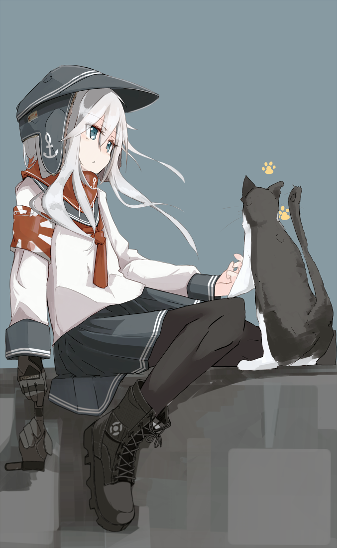 hibiki and unsinkable sam (kantai collection) drawn by hizakozouzu