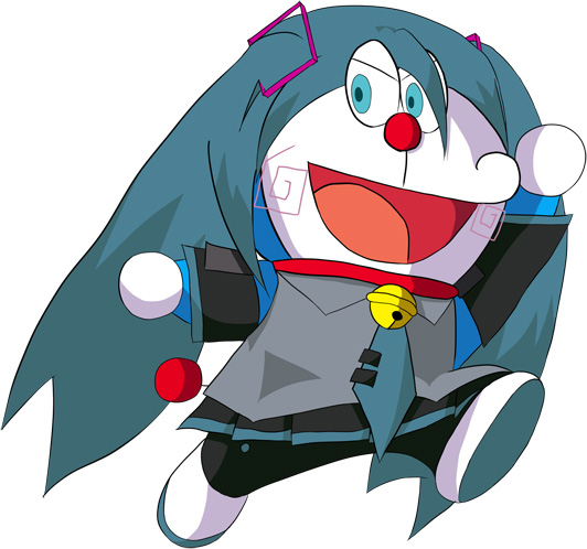 hatsune miku and doraemon (vocaloid and 1 more) drawn by tell196per