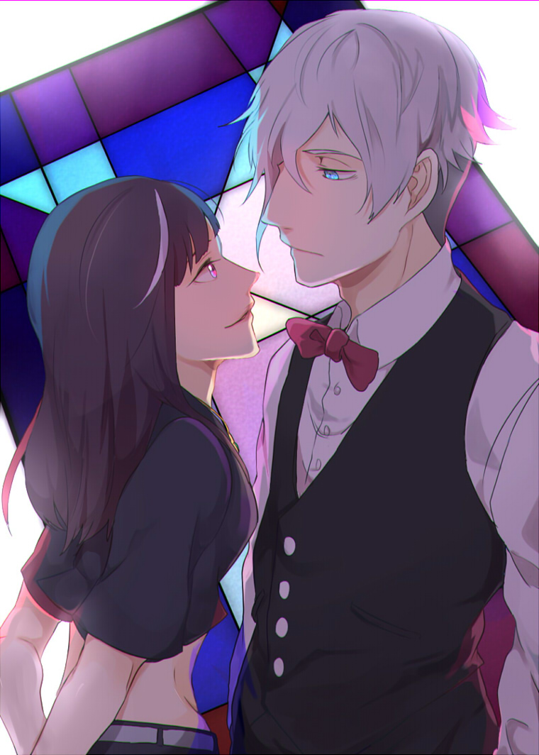 kurokami no onna and decim (death parade) drawn by kizami_(hetaisi)