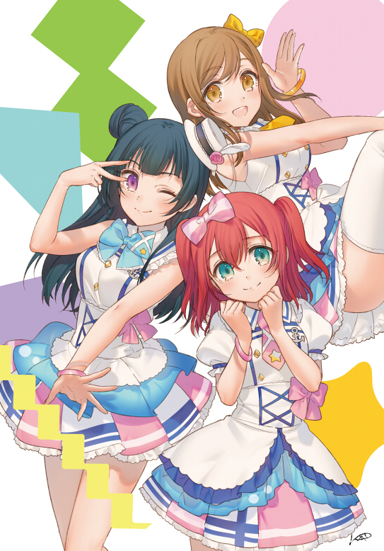 tsushima yoshiko, kunikida hanamaru, and kurosawa ruby (love live! and 1 more) drawn by kippu