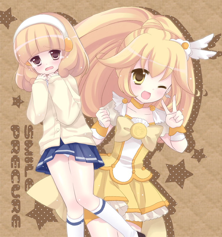 kise yayoi and cure peace (precure and 1 more) drawn by hoshimame_mana