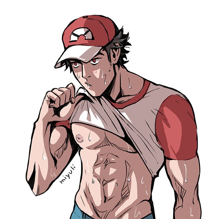 red (pokemon and 1 more) drawn by miyuli