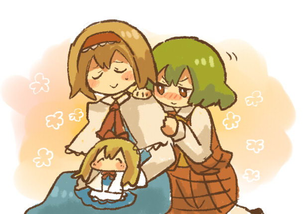 alice margatroid, kazami yuuka, and shanghai doll (touhou) drawn by wata_(rakopepa)