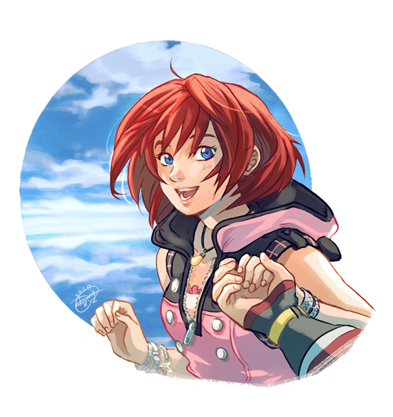 sora and kairi (kingdom hearts and 1 more) drawn by diana_mercolini