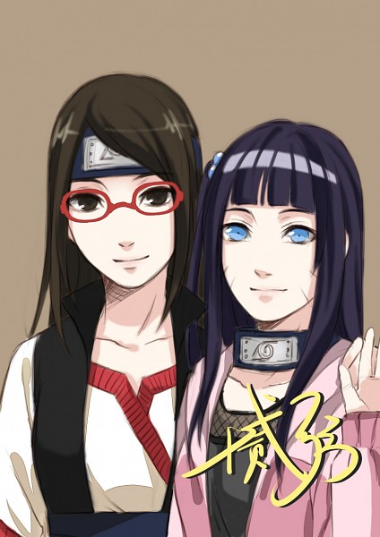 uchiha sarada and uzumaki himawari (naruto) drawn by shi_er_xian