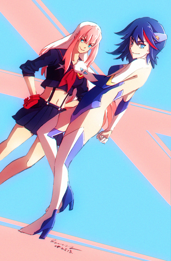 matoi ryuuko and birdy cephon altera (kill la kill and 2 more) drawn by snowlily