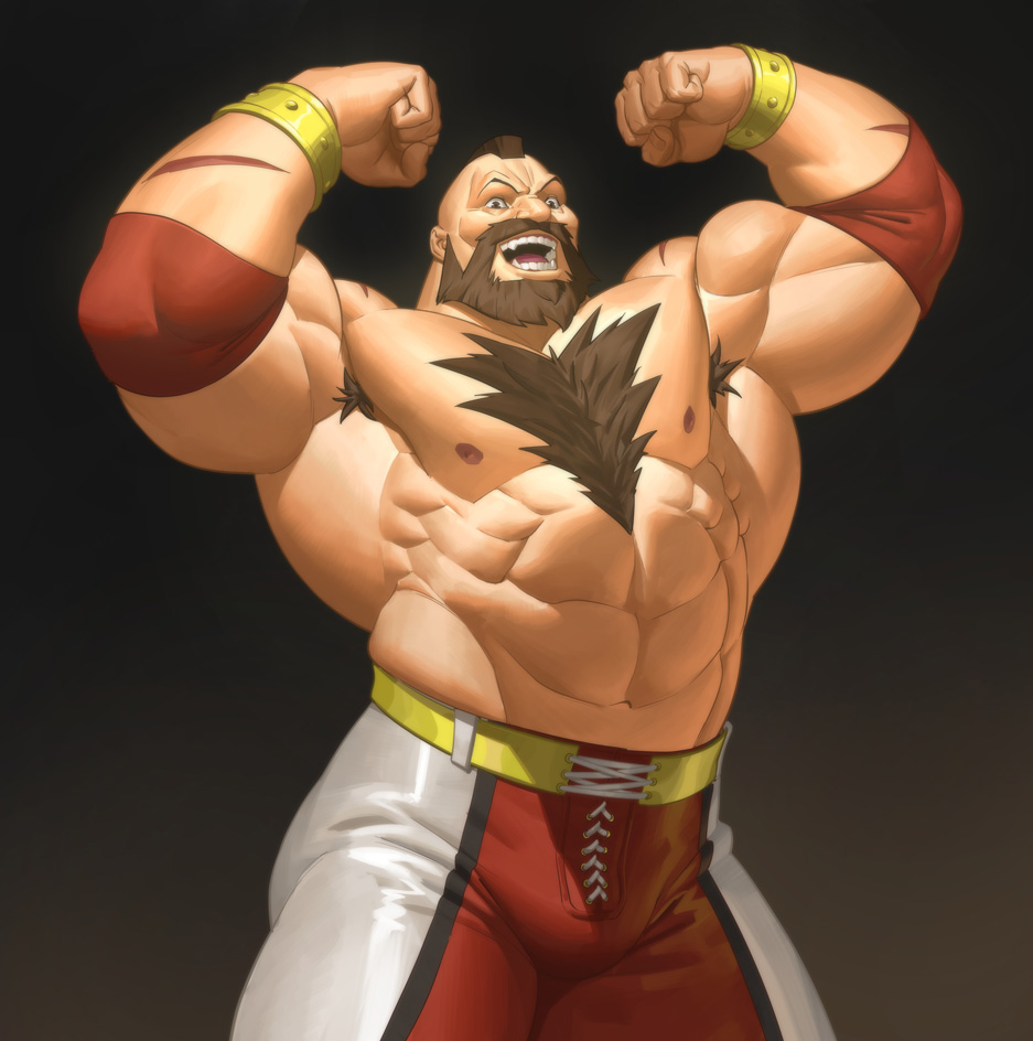 Zangief flexing his muscles in the ring