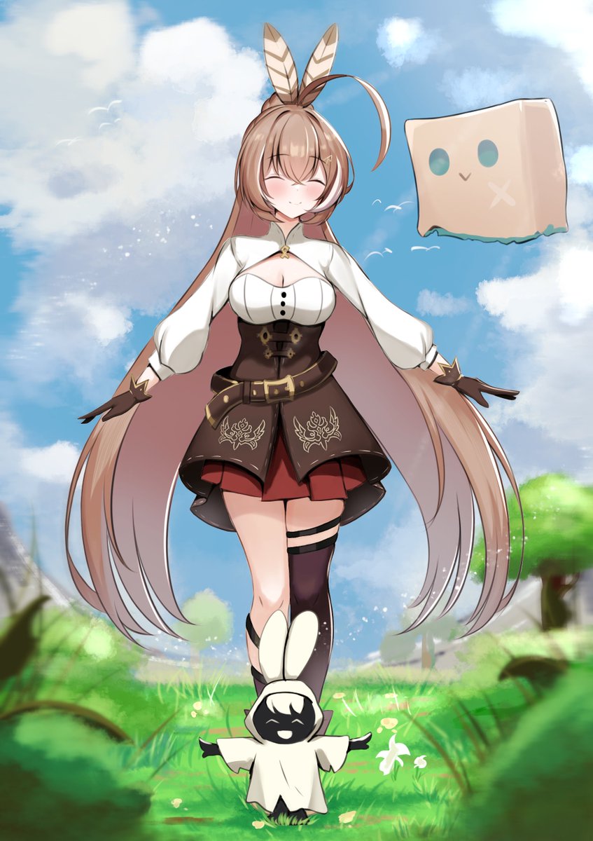 nanashi mumei and friend (hololive and 2 more) drawn by panpanmc4