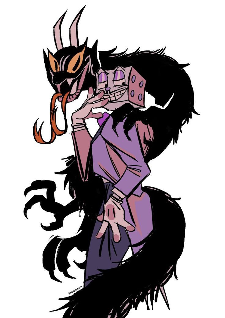 king dice and the devil (cuphead) drawn by goombahito