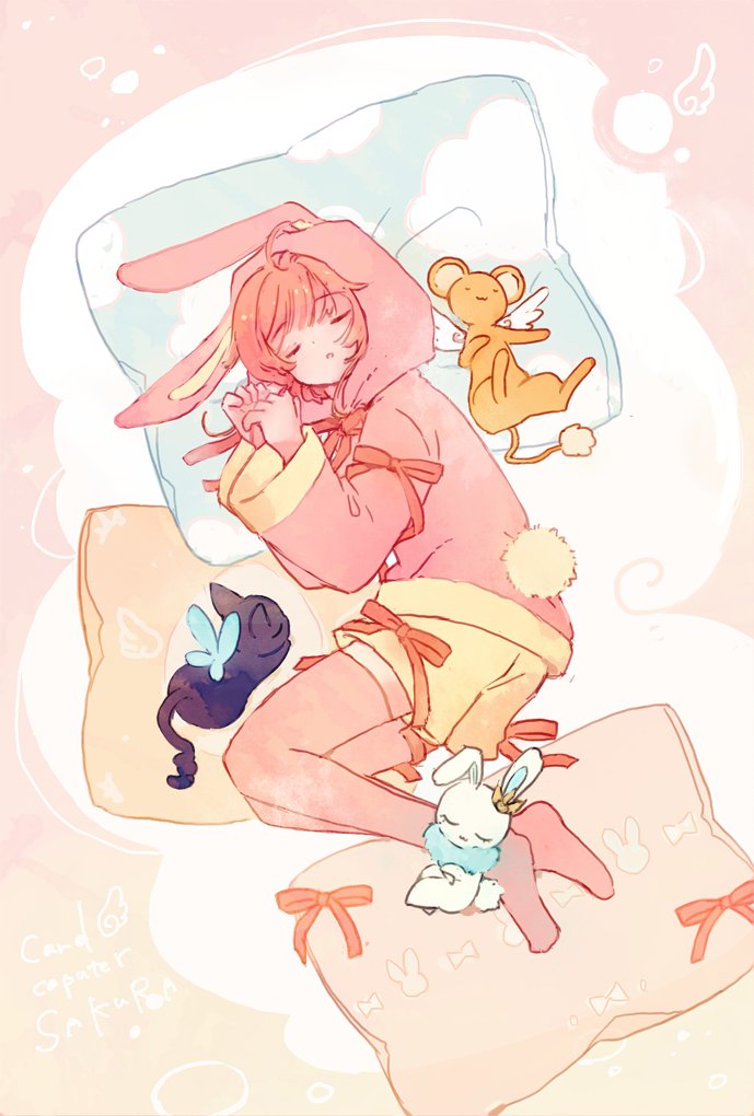 kinomoto sakura, kero, suppi, spinel sun, and momo (cardcaptor sakura) drawn by s_y_0
