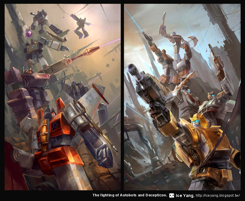 optimus prime, megatron, starscream, soundwave, bumblebee, and 8 more (transformers and 1 more) drawn by iceyang