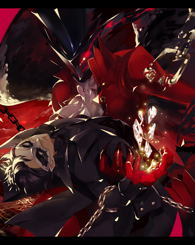 amamiya ren, joker, and arsene (persona and 1 more) drawn by okurai