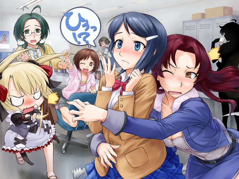 akizuki ryo, mizutani eri, hidaka ai, suzuki ayane, ozaki reiko, and 2 more (idolmaster and 1 more) drawn by rona