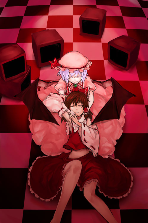 hakurei reimu and remilia scarlet (touhou) drawn by totteri