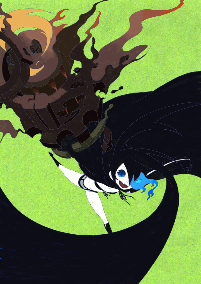 black rock shooter (black rock shooter) drawn by obake