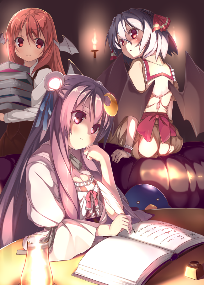 remilia scarlet, patchouli knowledge, and koakuma (touhou) drawn by usume_shirou