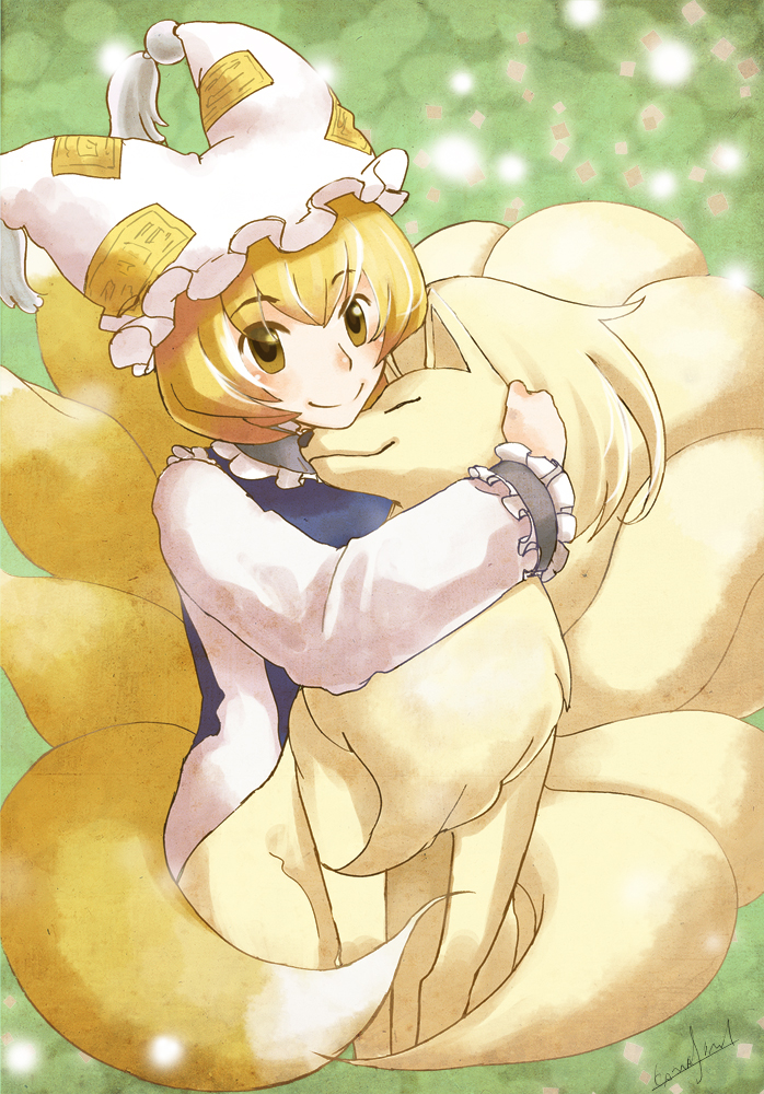 yakumo ran and ninetales (touhou and 1 more) drawn by kawasemi_(pocorit)