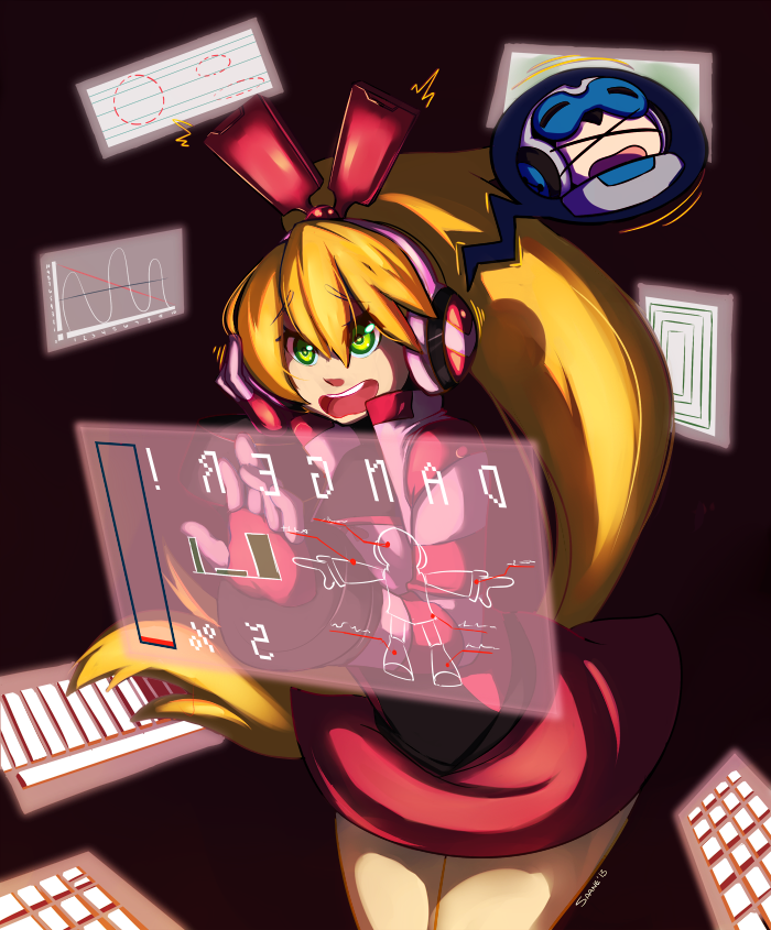 call, call f, and beck (mighty no. 9) drawn by saane