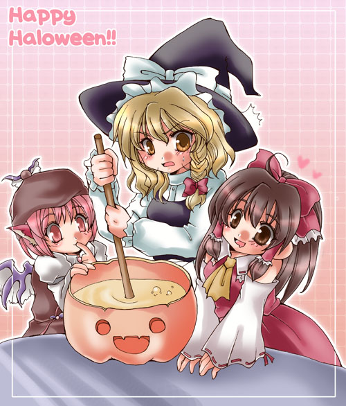 hakurei reimu, kirisame marisa, and mystia lorelei (touhou) drawn by yoroi_nau