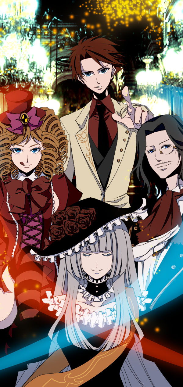 ushiromiya battler, virgilia, gaap, and ronove (umineko no naku koro ni) drawn by hakono_mitsuru