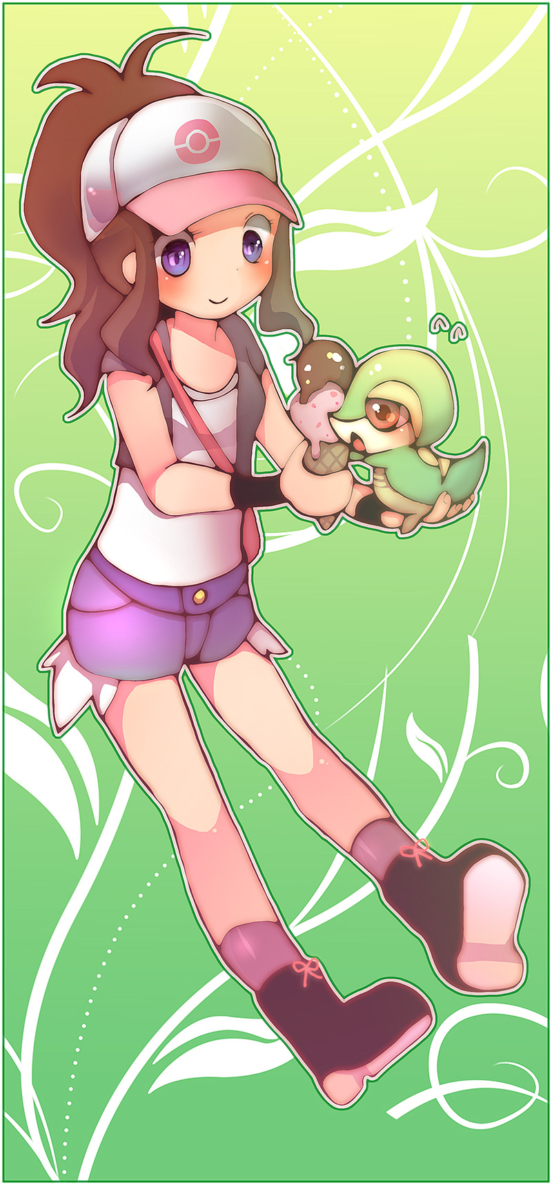 hilda and snivy (pokemon and 1 more) drawn by koroneri