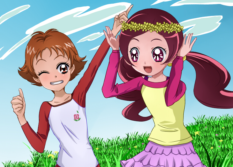 hanasaki tsubomi and natsuki rin (precure and 2 more)