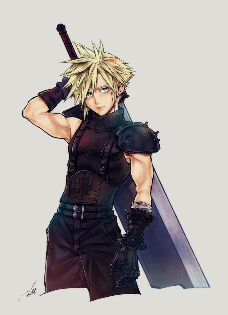 cloud strife (final fantasy and 2 more) drawn by mim_(mimya0600)