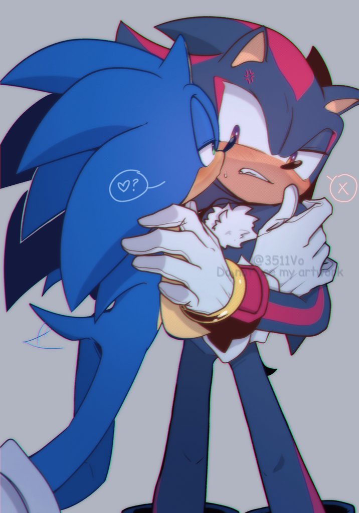 sonic the hedgehog and shadow the hedgehog (sonic) drawn by