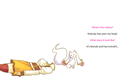 tomoe mami and kyubey (mahou shoujo madoka magica and 1 more) drawn by goldfishu