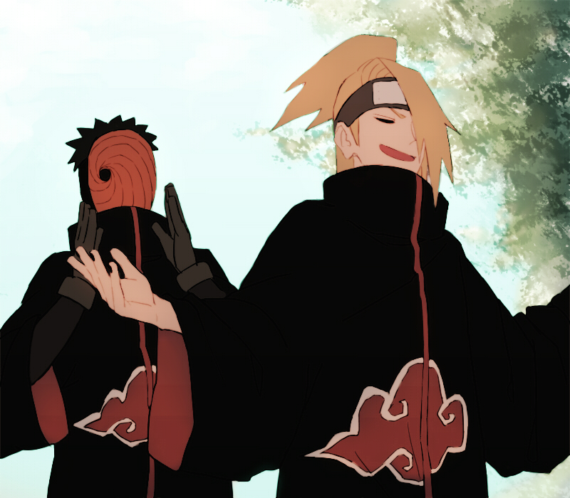 uchiha obito, deidara, and tobi (naruto and 1 more) drawn by subuta_(butabutasubuta)