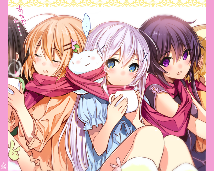 kafuu chino, hoto cocoa, kirima syaro, tippy, tedeza rize, and 1 more (gochuumon wa usagi desu ka?) drawn by sagara_riri