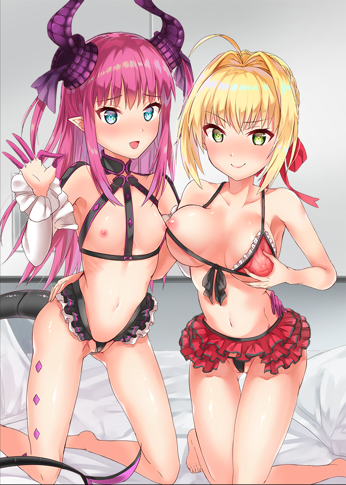 nero claudius and elizabeth bathory (fate and 3 more) drawn by hiyoko_biimu