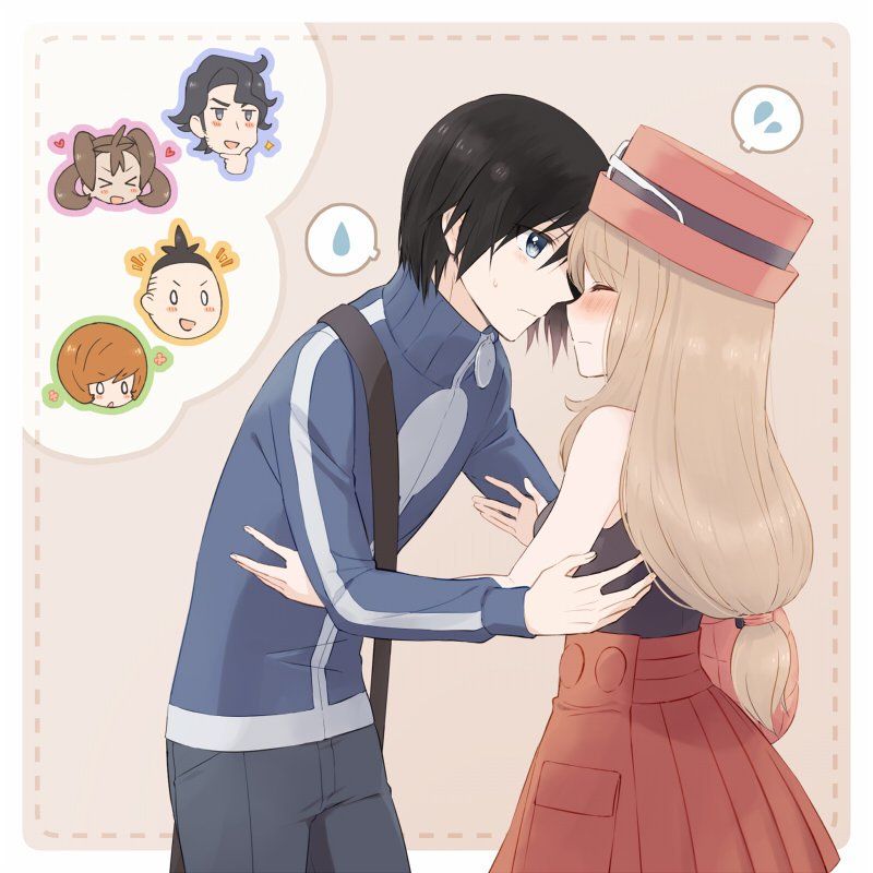 serena, calem, shauna, professor sycamore, tierno, and 1 more (pokemon and 1 more) drawn by yairo_(sik_s4)