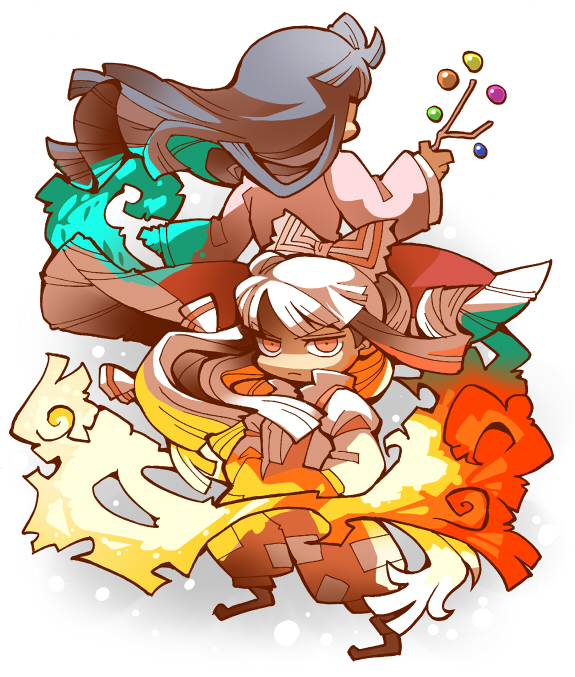 fujiwara no mokou and houraisan kaguya (touhou) drawn by hounori