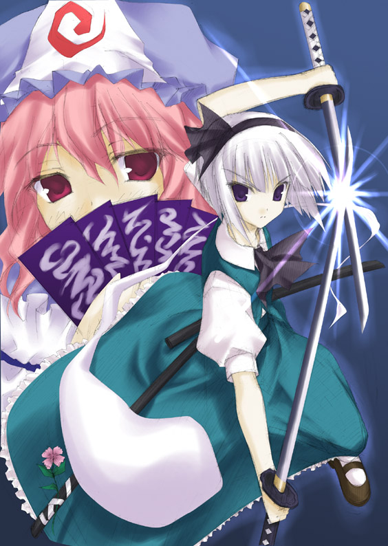 konpaku youmu and saigyouji yuyuko (touhou) drawn by minase_(dragon_panda)