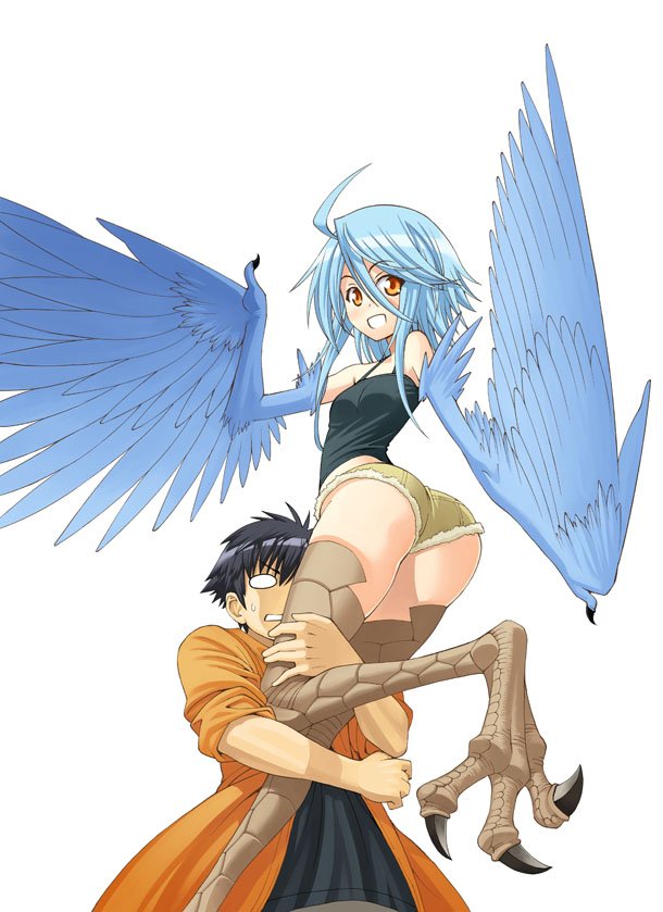 papi and kurusu kimihito (monster musume no iru nichijou) drawn by okayado
