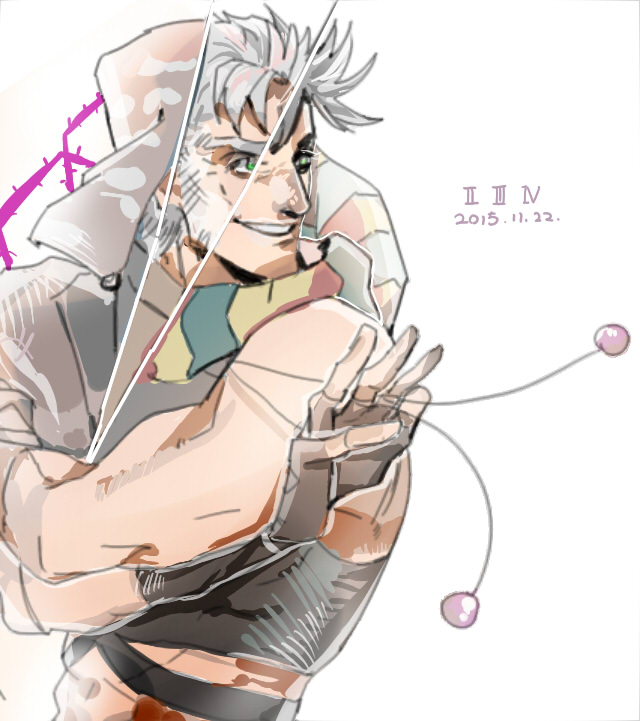 joseph joestar and hermit purple (jojo no kimyou na bouken and 3 more) drawn by bika_bika