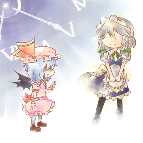 remilia scarlet and izayoi sakuya (touhou) drawn by kuzugitsune_(inarikami)