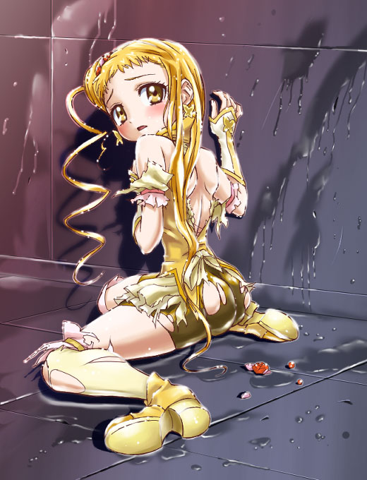 kasugano urara and cure lemonade (precure and 1 more) drawn by hajime_(caramel_toone)