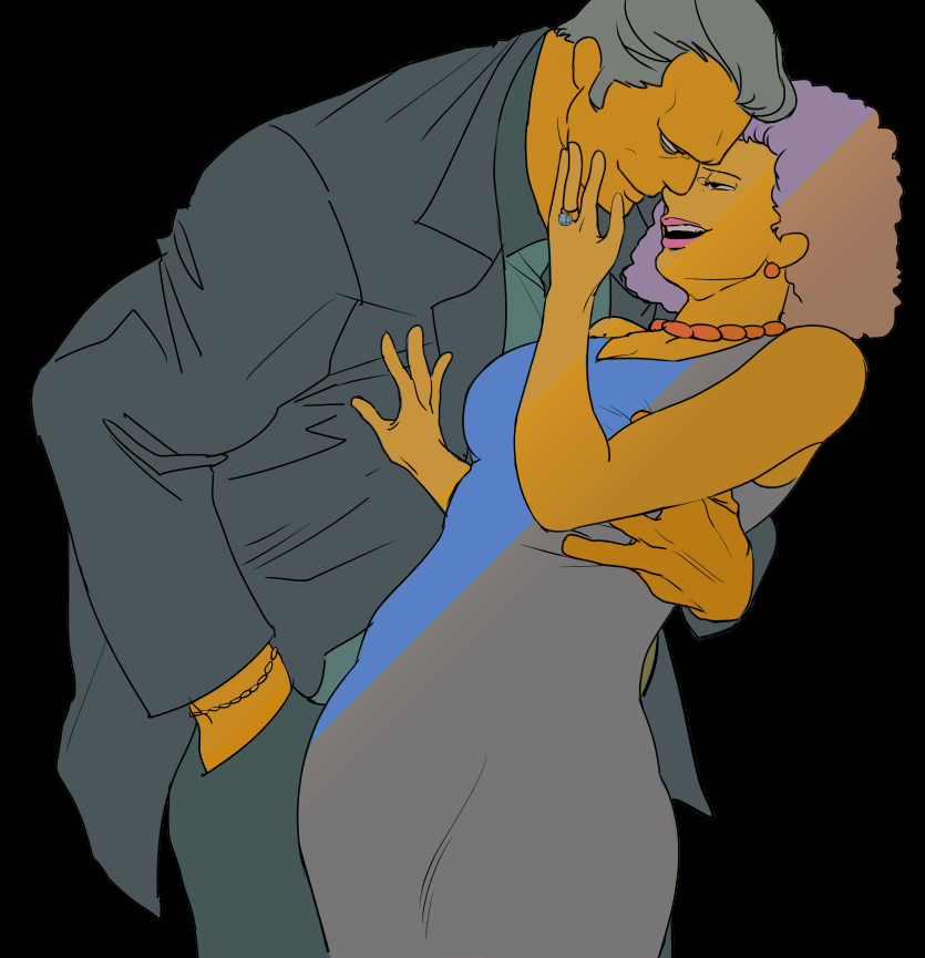 selma bouvier and fat tony (the simpsons) drawn by yondadida