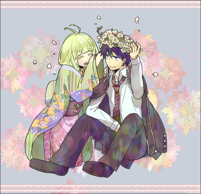 okumura rin and moriyama shiemi (ao no exorcist) drawn by tobibakko