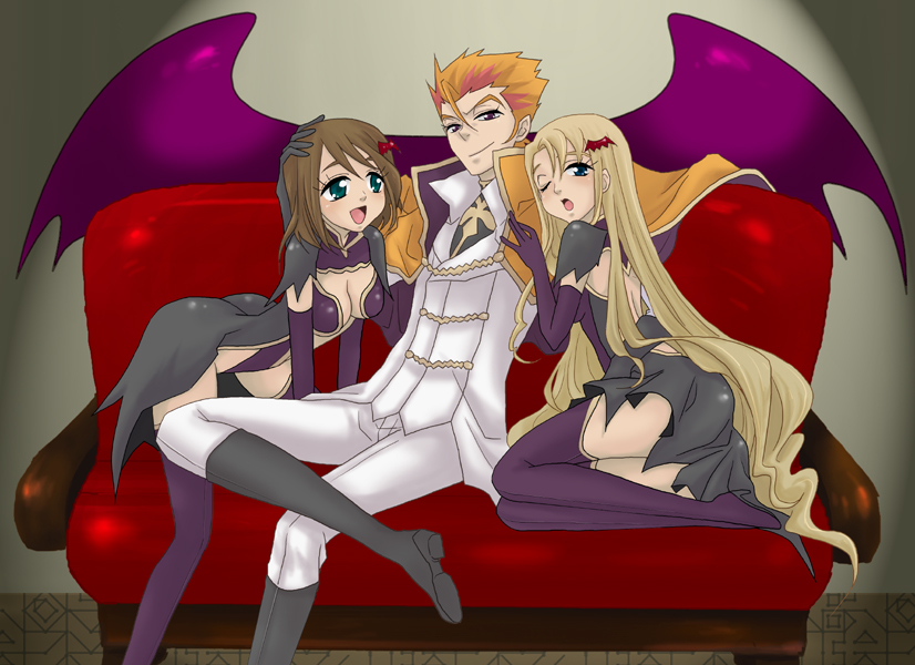 marika soresi, luciano bradley, and liliana vergamon (code geass) drawn by okuretun