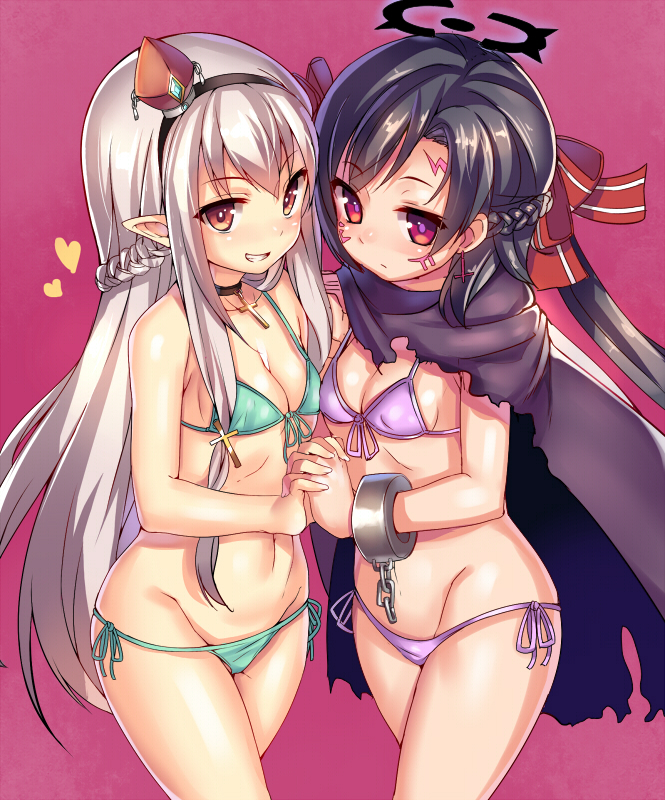 chloe and noel (sennen sensou aigis) drawn by mokyu