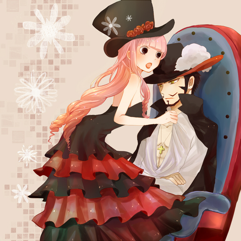 perona and dracule mihawk (one piece) drawn by nuka_(nukamochi)