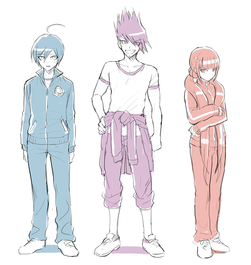 saihara shuichi, harukawa maki, and momota kaito (danganronpa and 1 more) drawn by itsuki_(nightlight)