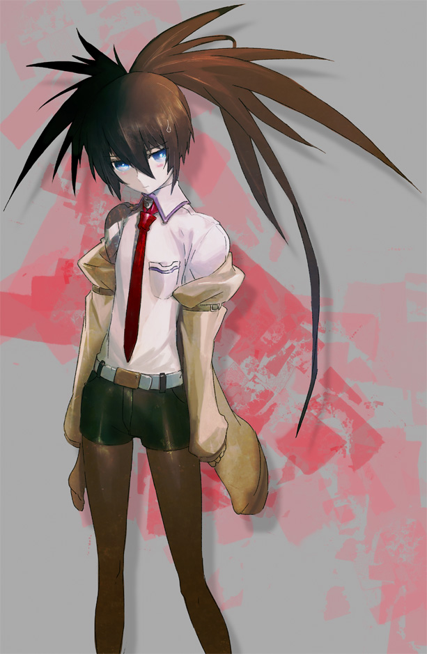 black rock shooter, makise kurisu, and stella (black rock shooter and 1 more) drawn by huke
