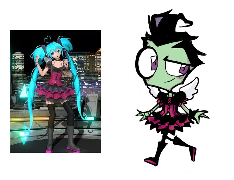 hatsune miku and zim (vocaloid and 3 more) drawn by linterteatime