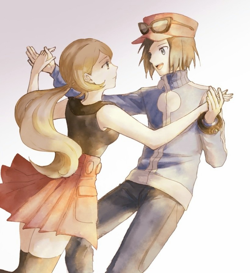 serena and calem (pokemon and 1 more) drawn by asuka_rkgk
